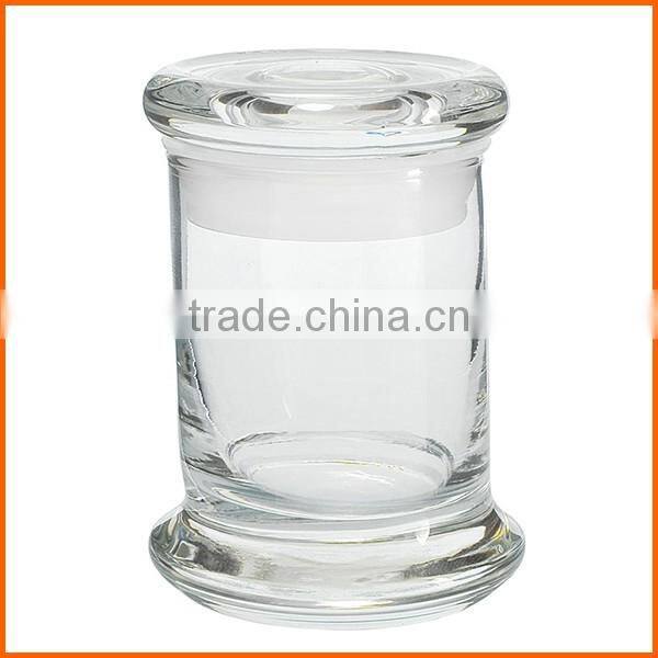 Wholesale high quality clear flat top glass candle jar with glass lid