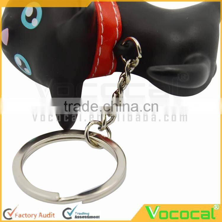Vinyl Cat Doll Pendant Metal Stainless Steel Key Ring Keychain