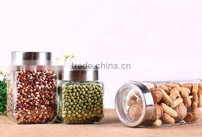 900ml Square candy glass jar square food glass jar square glass jar with lid