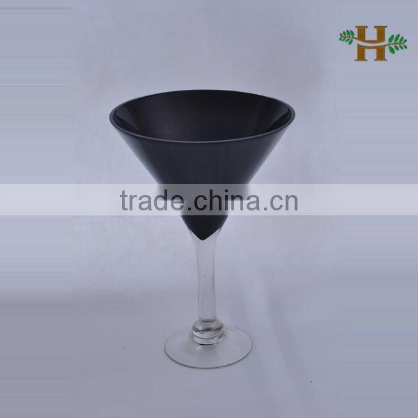 Handmade Glass Vase Red Colored Long Stem Martini Glass Vase