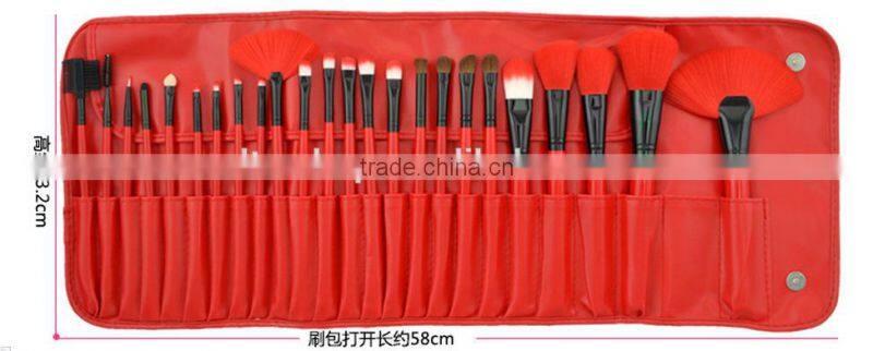 Popular Hot Selling 24 in 1 Make-Up Brush Set Red High Quality Comestic Brush With CROCO Bag For Brushes