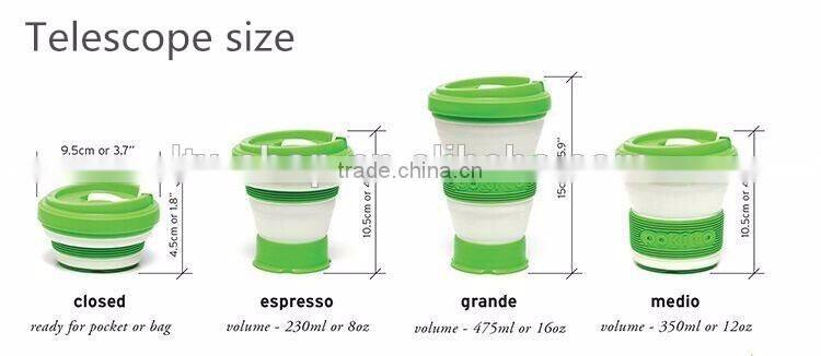 Portable Telescopic Coffee Cups, Colorful High Quality BPA Free TPE Foldable Cup, Travelling Cups For Wholesale