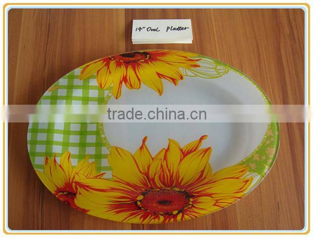 rectangular tempered glass plate with decal