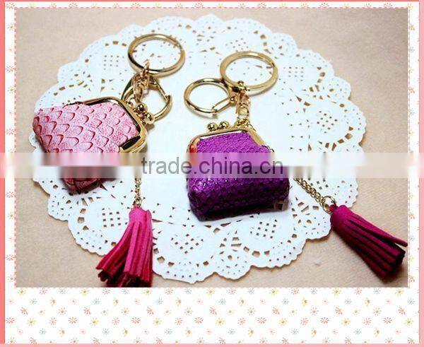 Purse design Tassel Leather Keyring