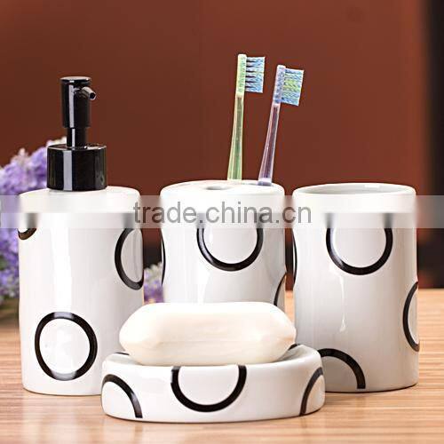 ceramic bathroom set white with round circle pattern