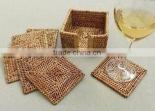 Square Rattan Coasters with Holder / rattan coasters rattan platemat