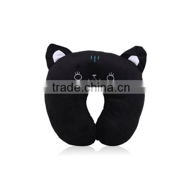 2017 new products custom black Cat bolster cushion cotton u-shape head rest neck pillow for promotional gifts