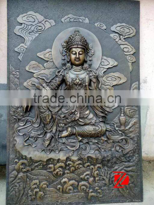 cast bronze kuan yin wall sculpture