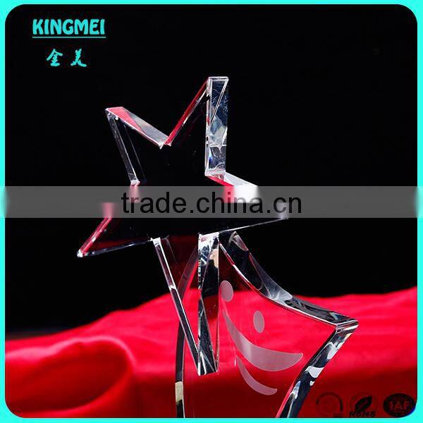 Clear star smiling face crystal plaque award star crystal glass award trophies