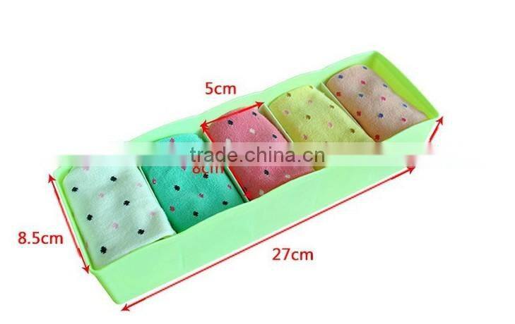 5 Grids Colored Fancy Plastic Dividers Socks Storage Bin Box Organizer
