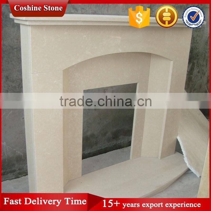 Indoor Used Beige Artifical Stone Fireplace Mantel