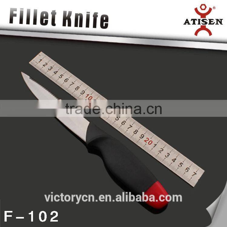 factory price! 3cr14 fishing tackle floating fishing knife with sheath F-102