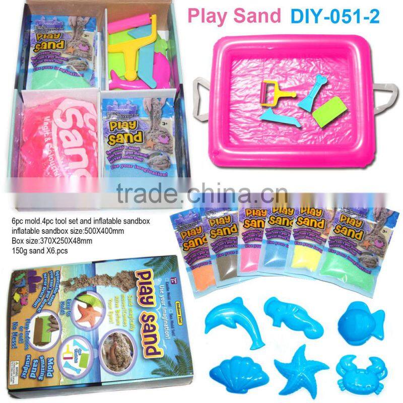 22015 hot selling DIY educational moving magic play sand with Tools and Molds for kids
