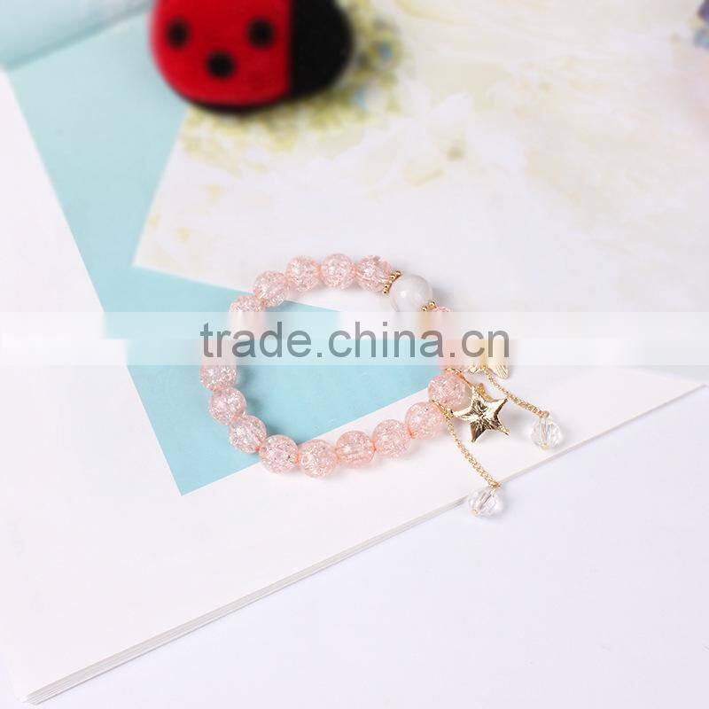 gold rhinestone star charms crystal bead bracelet