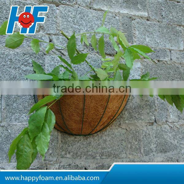 flower hanging basket planter with coconut