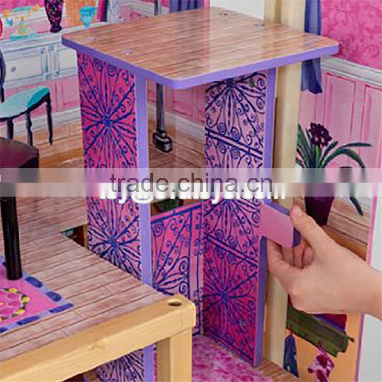 New design 16 pieces of furniture elegant dollhouse suite wooden 18 inch doll house for children W06A232
