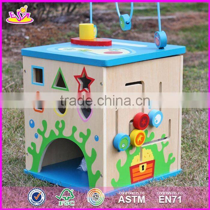 Multi-function 5 in 1 wooden toy activity cube for toddlers W11B136-S