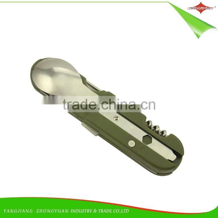 ZY-V3001 Hot Stainless Steel Multi-function Pocket Knife with Fork Spoon Outdoor Camping Knife tool