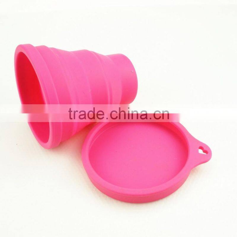 16112 Folding Silicone Cup With Lid, Colorful folding silicone cup with lid,OEM Logo folding silicone cup with lid