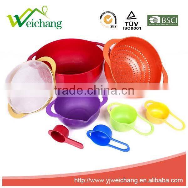 WCE7041 New design colorful Plastic Multicolor Decorative Measuring Spoon and Bowl Set, Set of 8