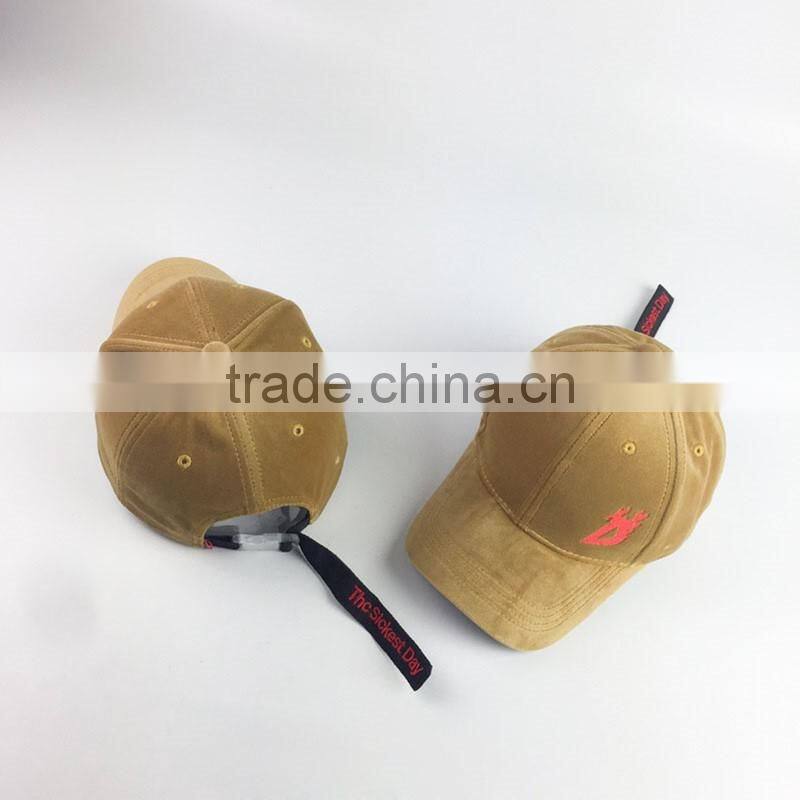 Flat Embroidery Baseball Cap Velvet Fabric Dad Hat