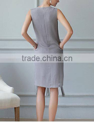 fashion clothing OEM star detailing sleeveless midi women tassels dress