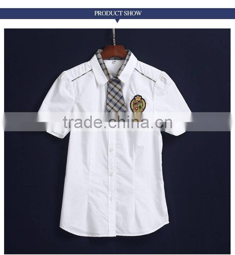 Guangzhou Manufacture Classic Summer School White Dress Shirt