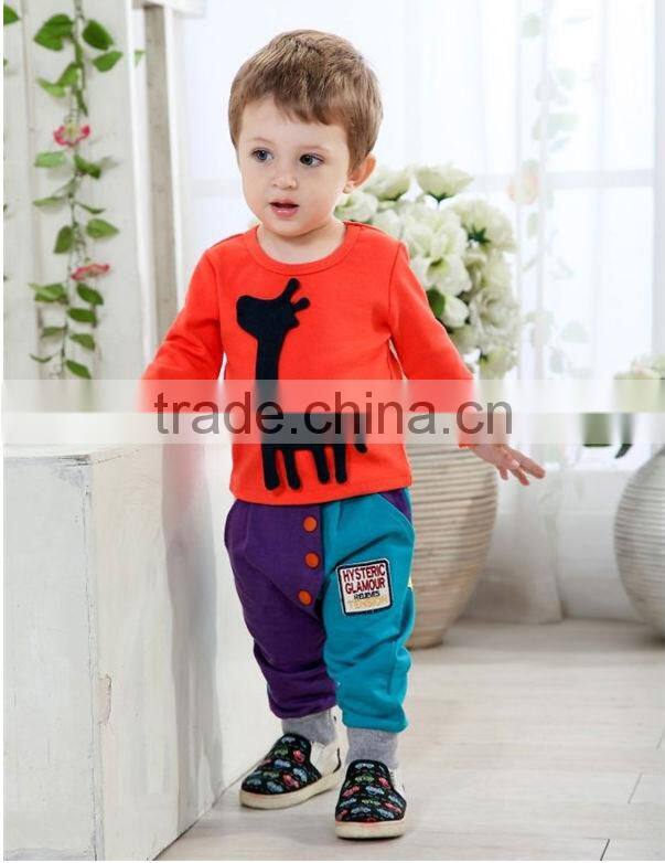 2014 fashional baby boy cotton applique "girrafe" t-shirt for kids top