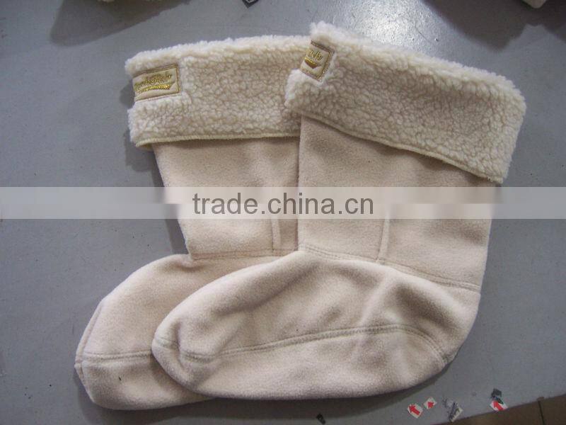 high quality winter windproof warm & soft fleece rain boot liners with knit cuff