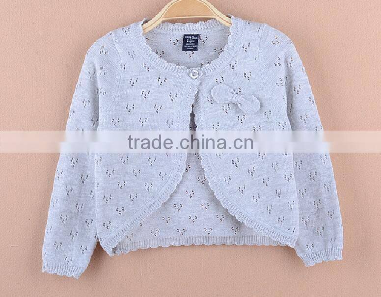 100% cotton fashion crocket kids knit bolero cardigan sweater
