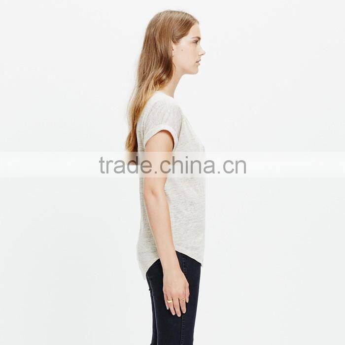 Deep v neck modern linen bikelane ladies plain t-shirt dresses