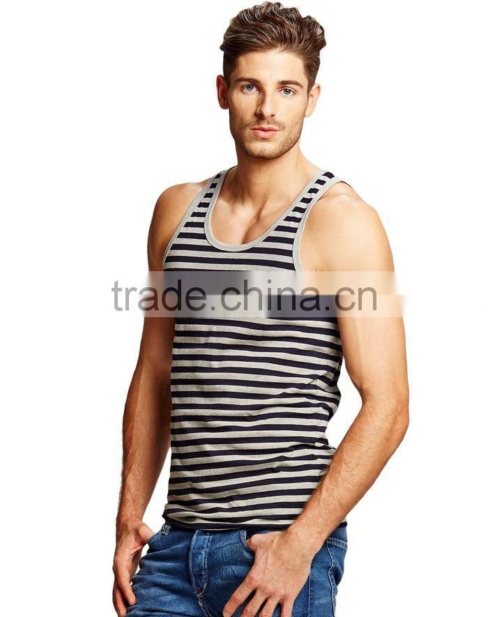High quality mens classic stripes eco-friendly stringer tank tops