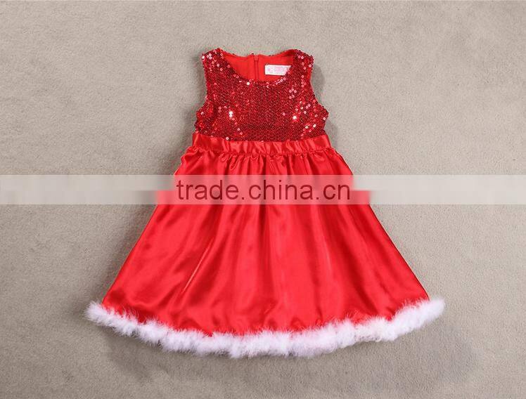 Newest Christmas Red Tulle Sequin Frocks Baby Girls Red Dresses