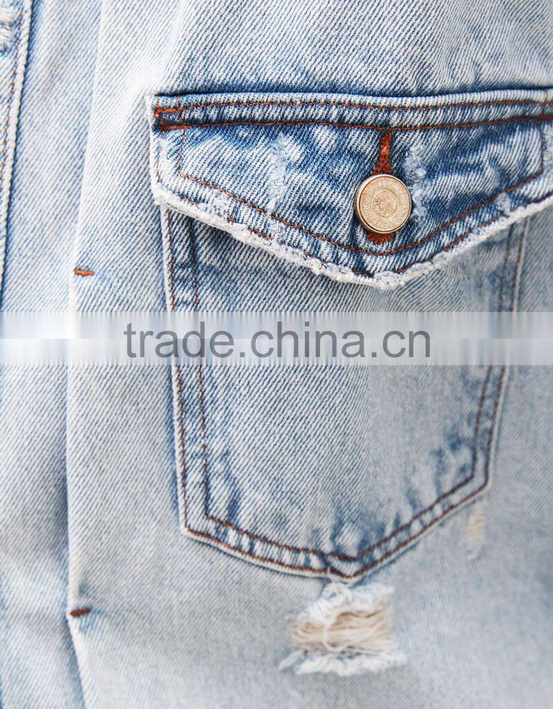 2017 custom mens jean jacket wholesale,Ripped vintage denim jacket for men