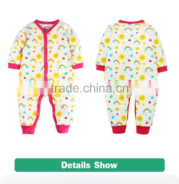 2017 long sleeve newborn baby jumpsuit wholesale combed cotton baby bodysuit