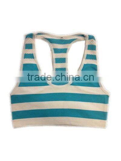 seamless stripe bandeau sport tank top cami bra with mesh back and color yarn