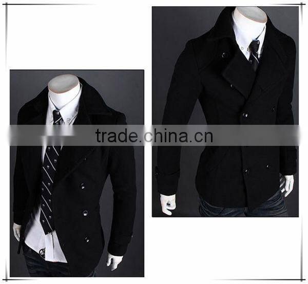 Spring and winter new design casual double breasted mens wool trench coat