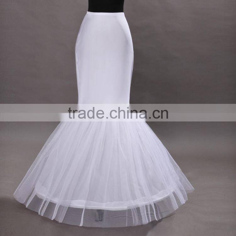 2015 In Stock White Wedding Bridal Mermaid Petticoat/slip 1 Hoop Bone Elastic Wedding bridal Dress Crinoline Trumpet Petticoats