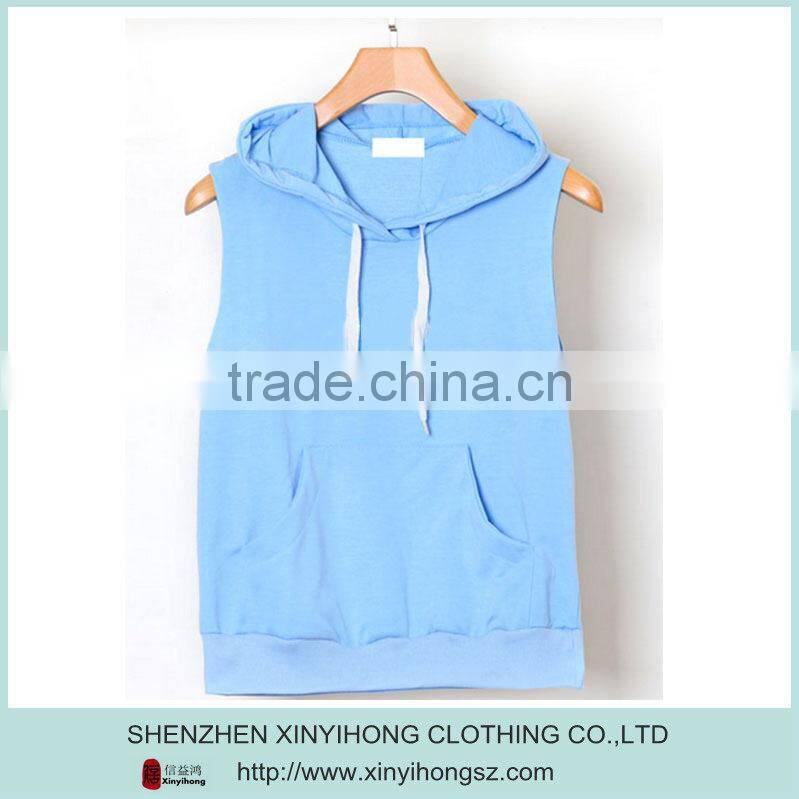 sleeveless no hoodies,custom high quality vest,kangaroo pocket jacket jersey