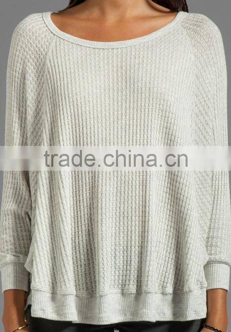 Thermal Knit Over Sized Long Sleeve Tops