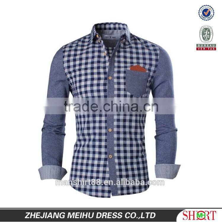 Custom design pattern men shirt plaid fabric street wear custom