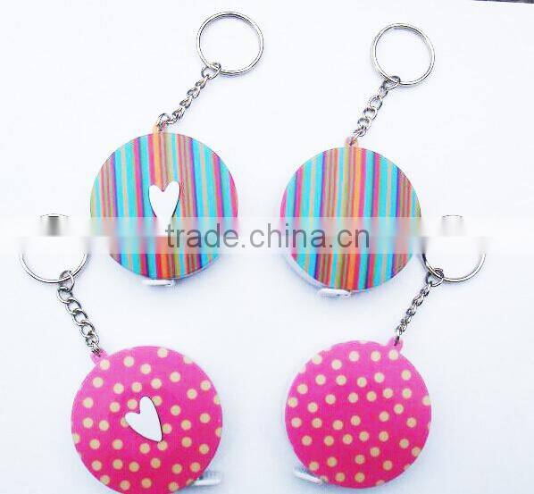 Heart shape promotion gift measuring tape keychain tape 1M tape