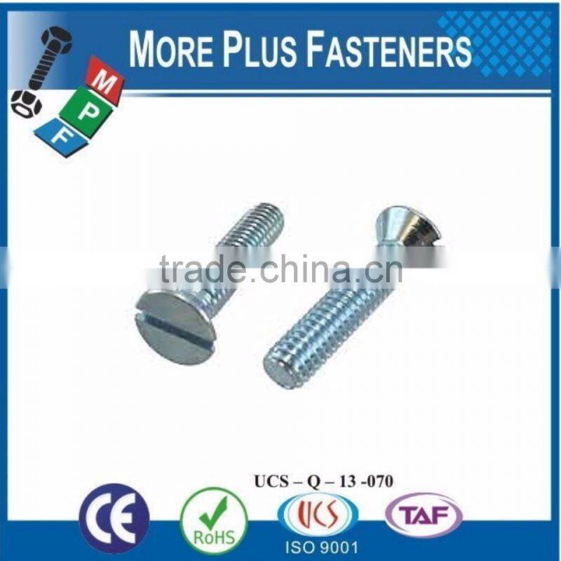 Made in Taiwan Slot Recessed Flat Countersunk Head Machine Screw