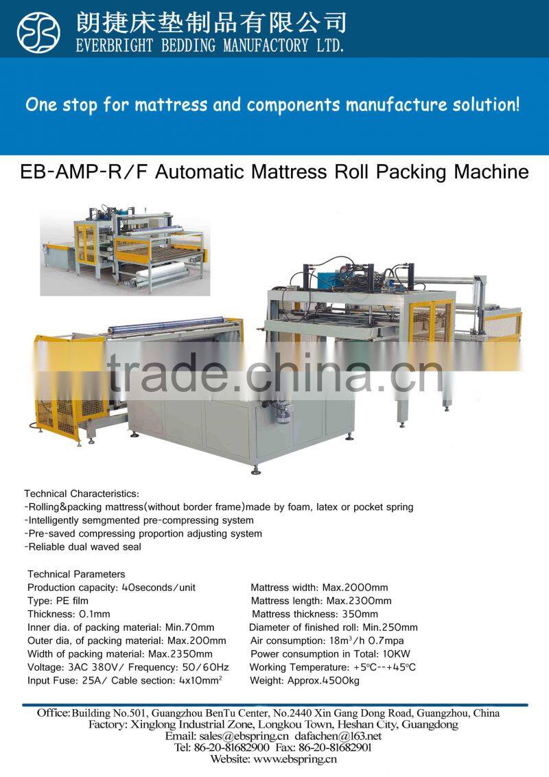 China automatic mattress compress roll packing wrapping machine