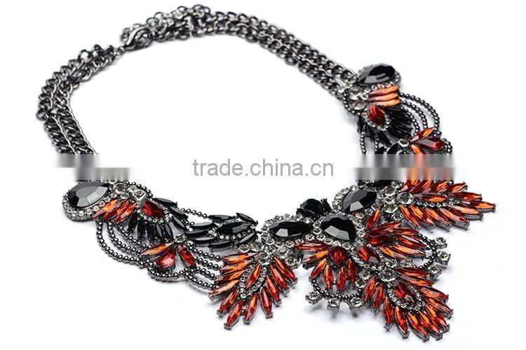 The new European and American big colorful fashion jewelry with Leaf shape and diamond
