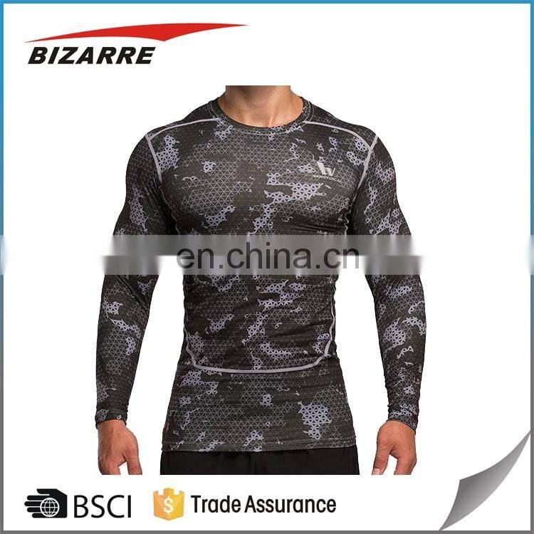 Low MOQ mens long sleeve compression tshirts for gym and fitness