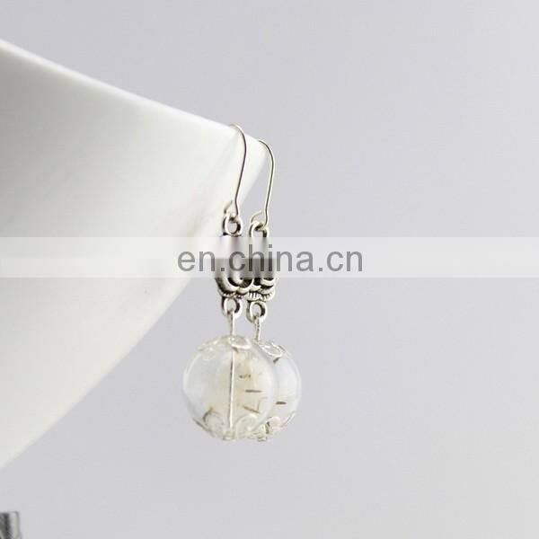 Hot sell Vintage gold glass ball dandelion seeds pendant light bulb personality earrings designs