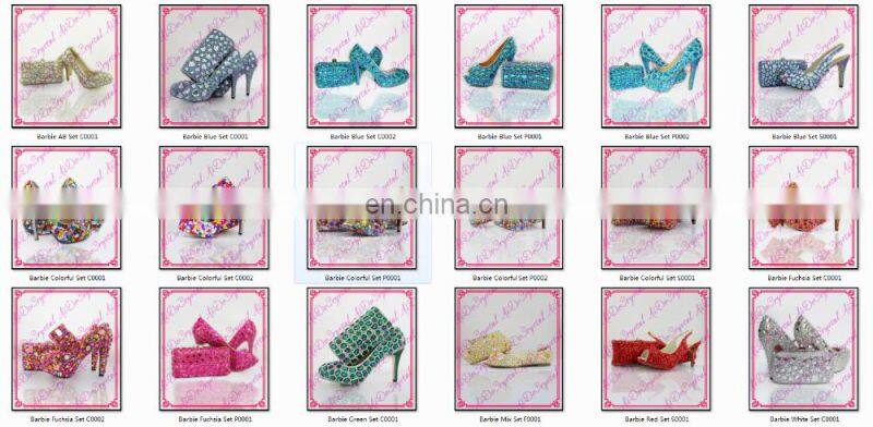 Aidocrystal italian shoes and bag set Custom Rhinestone Logo Design On High Heel Shoes