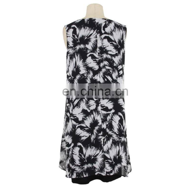 Floral Print Neck Trim Old Lady Tunic Guangzhou Manufacturer