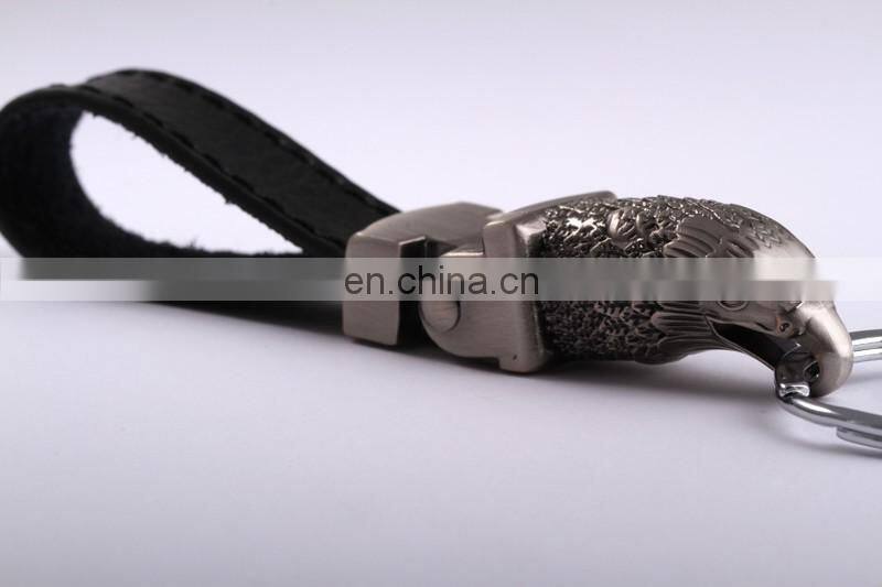 Luxurious Goshawk Head Leather Keychain, Custom Logo Leather Keychain